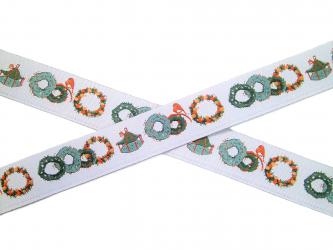 1 m Webband "Winterkränze" 16 mm br. 