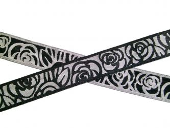 1 m Webband "Grafische Rosen" 16 mm br. 