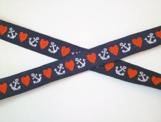 1 m Webband "Anker Herz" 10 mm br. 