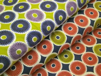 0,1 m Japan-Druckstoff  "Jambo"  110 cm br. grüner Grund