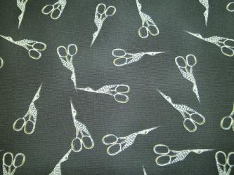 0,1 m Druckstoff  "Nähverrückt - Schere" ca. 110 cm br.  Art Gallery 
