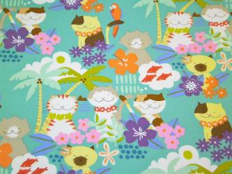 0,1 m Baumwoll-Druckstoff  " Aloha Cats"  110 cm br. 