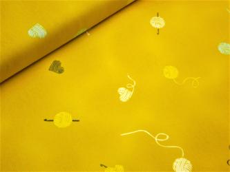 0,1 m Druckstoff  "I love wool-Wollknäuel" ca. 114 cm br.  Art Gallery 