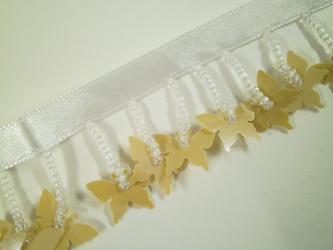 1 m Perlenfranse mit Schmetterlingen 10/38 mm br. 