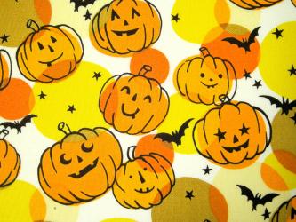 0,1 m Baumwoll-Druckstoff  "Kürbispolka"  110 cm br. 