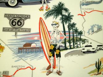 0,1 m Baumwoll-Druckstoff  "Memories of Route 66"  ca. 110 cm br. 