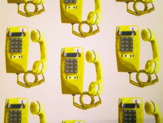 0,1 m Bio-Baumwollcanvas "Retro - Telefon" ca. 110 cm br. 