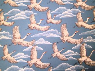 0,1 m Organic Cotton Druckstoff "Kraniche"  110 cm br. 