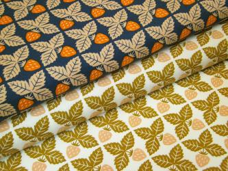 0,1 m Druckstoff  "Am Feld - Erdbeeren" ca. 110 cm br. 