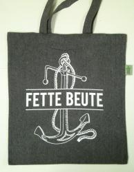 Baumwollbeutel  "Fette Beute"  recycelte Baumwolle ca.38x42 cm 