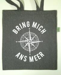 Baumwollbeutel  "Bring mich ans Meer"  recycelte Baumwolle ca.38x42 cm 
