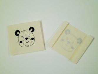 Bedrucktes Baumwoll-Label "Bär" ca. 40x45 mm 