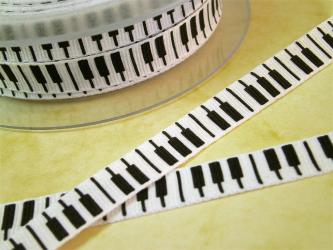 1 m bedrucktes Webband "Klavier" 10 mm br. 