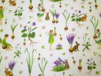 0,1 m Baumwollstoff "Frühlingselfen grün" 145 cm breit 