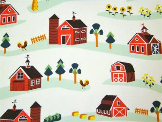 0,1 m Druckstoff  "Landleben - Bauernhaus" ca. 114 cm br. 