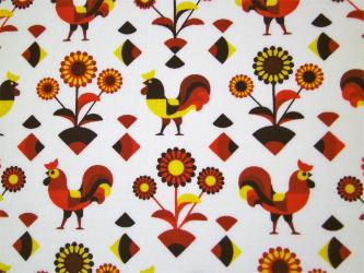 0,1 m Druckstoff  "Landleben - Hahn" ca. 114 cm br. 