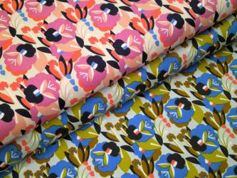 0,1 m Druckstoff  "Graphische Blumen" ca. 110 cm br. 