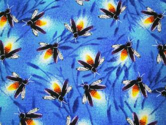 0,1 m Baumwoll-Druckstoff  "Leuchtzauber - Glühwürmchen"  110 cm br. 