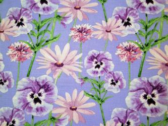 0,1 m Druckstoff  "Frühlingszauber - Stiefmütterchen" ca. 114 cm br. 