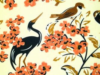 0,1 m Organic Cotton Druckstoff "Enchanted - Vögel im Kirschbaum"  110 cm br. 