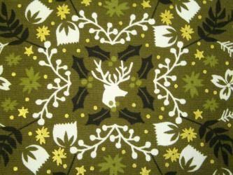 0,1 m Baumwoll-Druckstoff  "Lametta auf dem Weg: Hirsch"  110 cm br. 