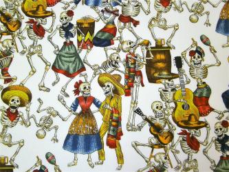 0,1 m Baumwoll-Druckstoff  "Fiesta de los Muertos"  110 cm br. 