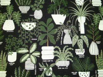 0,1 m Organic Cotton Druckstoff "Pflanzen - Töpfe" 110 cm br. 