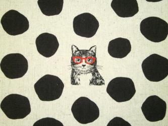 0,1 m Kokka-Druckstoff "Nerd-Katze" Baumwolle/Leinen 