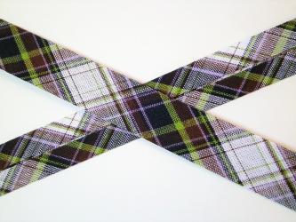 1 m Schrägband "Karo lila-grün" Baumwolle 