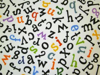 0,1 m Baumwoll-Druckstoff  "ABC"  110 cm br. 