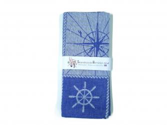 gewebtes Halbleinen-Tuch "Skärgard-Steuerrad" ca. 50x70 cm 