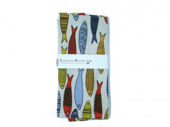 bedrucktes Halbleinen-Tuch "Heringe" ca. 50x70 cm 