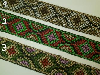 1 m aufbügelbare Jacquard Borte "Inka XL" 35 mm br. in Kreuzstich-Optik 