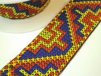 1 m aufbügelbare Jacquard Borte "Inka XXL" 48 mm br. in Kreuzstich-Optik 