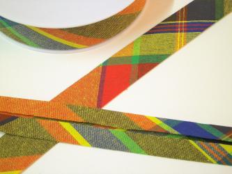 1 m gewebtes Schrägband "Madras 1" Baumwolle 