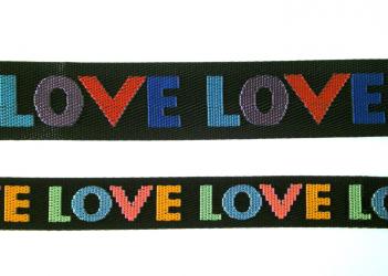 1 m gewebtes Gurtband "Love" 25 / 38 mm br. 
