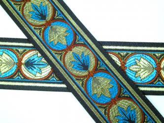 1 m Jacquardborte "Goldene Blätter" 45 mm br. 