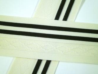 1 m Strickband "Raute und Streifen" schwarz-creme 55 mm br. 