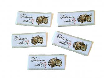 5er Paket Webetiketten "Träum süß - Reh" ca. 45x20 mm 
