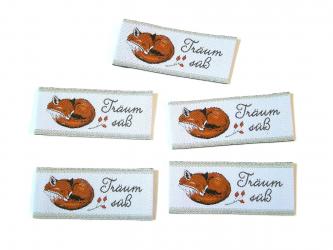 5er Paket Webetiketten "Träum süß - Fuchs" ca. 45x20 mm 