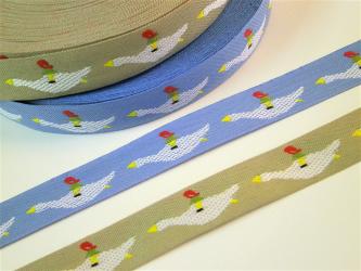 1 m Webband "Nils Holgerson auf der Gans" 20 mm br. 100 % Baumwolle aus Schweden 
