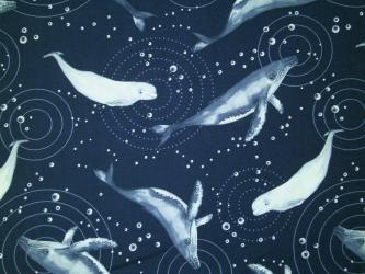 0,1 m Druckstoff  "Polar Plantscher - Wale" ca. 110 cm br. 