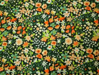 0,1 m Bio-Baumwolldruckstoff  "Grüne Liebe - Streublümchen" kbA" ca.110 cm br. 