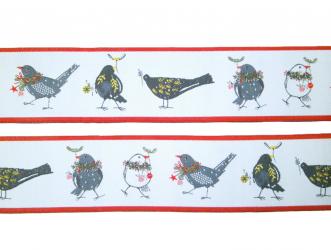 1 m Webband "Wintervögel" 32 mm br. 