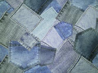 0,1m Baumwolldruck "Denim Friendly - Taschen" ca. 110 cm br. 