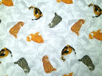 0,1m Baumwolldruck "Whiskers Among Petals - Katzen und Schatten" ca. 110 cm br. 