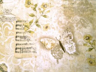 0,1m Baumwolldruck "Modern Lace - Schmetterlinge und Spitze" ca. 110 cm br. 