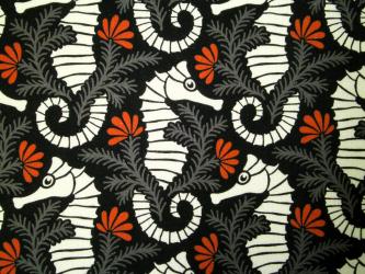 0,1 m Organic Cotton Druckstoff "Ocean Motion - Seepferdchen" 110 cm br. 