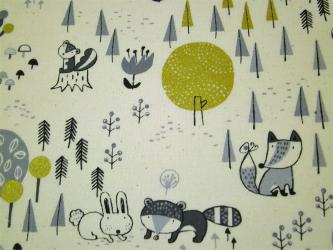 0,1 m Baumwoll-Druckstoff  "Fuchs und Freunde" ca. 112 cm br. 