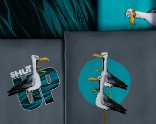 Baumwollcanvas "Seagull Ole" by Thorsten Berger 100% Baumwolle ca.150x90 cm 